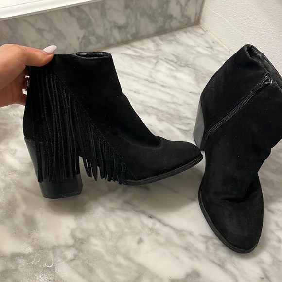 Forever 21 Shoes Black Fringe Booties Poshmark